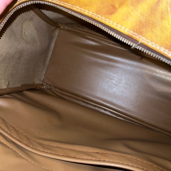 Vintage 1960s Brown Leather Carry On Travel Crossbody Bag - Picture 10 of 14
